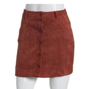 Jolie & Joy Juniors' Solid Corduroy A-Line Button Front Mini Skirt
